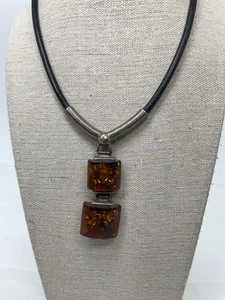 925 Silver Ambre Pendant Necklace - Picture 1 of 5