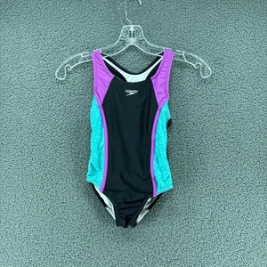 Speedo Youth Girls Swimsuit Racerback One Piece Colorblock Style 7776351 - Picture 1 of 6