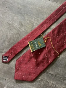 New HERMES Paris Neck Tie Red Geometric 100% Silk No Box Made in France - Picture 1 of 6