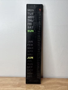 Vtg 80s Neon Slide Perpetual Wall Calendar Black Plastic MCM Minimal Hong Kong - Picture 1 of 4