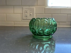 Moon and Stars Pattern Glass GREEN ROSE BOWL Ivy Fenton LG WRIGHT LE SMITH EUC - Picture 1 of 9