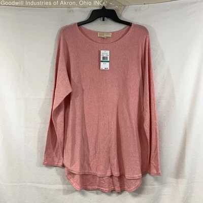 全新带标签 Michael Kors 粉红色女式长袖上衣,尺寸 L — 第 1/3 张图片