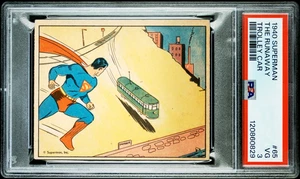 1940 SUPERMAN CARD #65 THE RUNAWAY TROLLEY CAR PSA 3 VG HIGH NUMBER GUM INC. - Picture 1 of 2