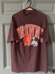 VTG  1993 Cleveland Browns T-Shirt Brown NFL Graphic Men’s Large Single Stitch - Picture 1 of 7