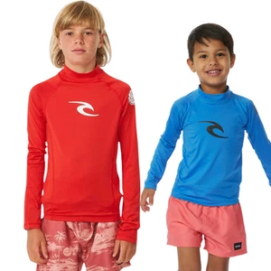 Rip Curl Kids Brand Wave Long Sleeve Surf Surfing UV Protect Rash Guard Vest - Picture 1 of 14