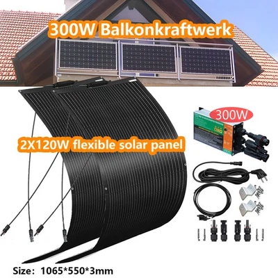 300W 12V Flexibel Solarmodul Solarpanel Solarzelle Monokristallin Wohnmobil Boot - Bild 1 von 4