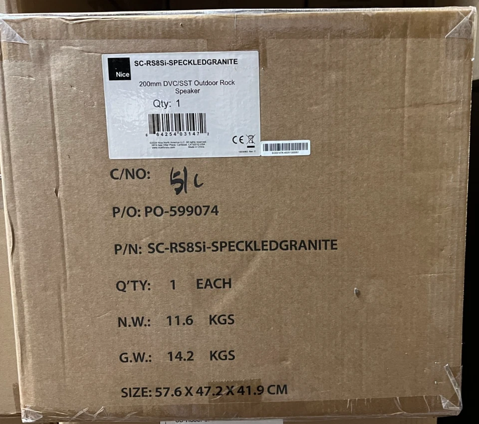 Speakercraft Outdoor RS8SI 8” Stereo Rock Speaker Speckled Granite ( Each)