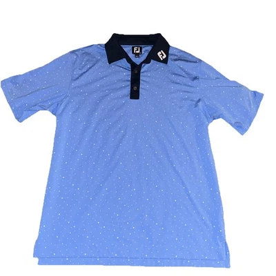 FootJoy Polo Shirt Mens L Blue Speckled Tour Issued Titleist Patch Performance - Image 1 of 4