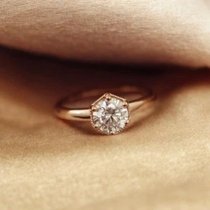 18K Rose Gold Ring IGI GIA Lab Grown Diamond Round 1.50 Ct Engagement Band 5 6 7 - Picture 1 of 10
