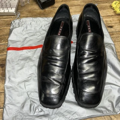 Prada Italy Black Leather Slip On Loafer Dress Shoe US 12 - Image 1 of 4