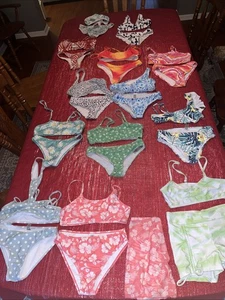Girls BATHING SUIT BIKINI LOT OF 13 Suits Size 10-12 XS - Picture 1 of 24