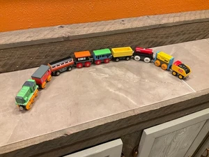Orbrium Toys Wood Train Set 9pc same size as Thomas - Picture 1 of 9