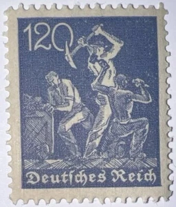 Travelstamps: 1921 Germany Deutsches Reich Mi# 168 120 Pf. Mountain Workers MNH - Picture 1 of 6