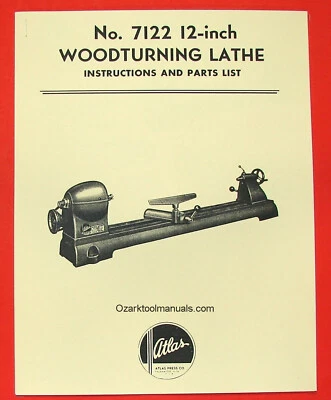 Atlas 7122 Wood Lathe Instruction Owners Parts Manual 0027 - Image 1 of 4