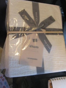 2 West Elm silky Tencel Cotton Matelasse standard shams stone white New w tags - Picture 1 of 2