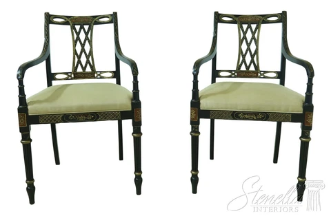 53785EC: Pair COUNCILL Regency Style Paint Decorated Armchairs Cover