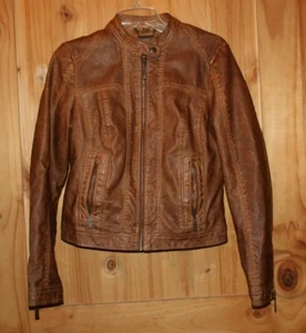 Jou Jou Women's Faux Leather Jacket Brown Size Medium Beautiful! *075 - Picture 1 of 16