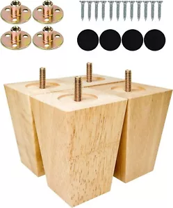 Albo Gambe per Mobili in Legno 2-8 Pollici, Gambe per Divano Resistenti, Confezione da 4, Legno Naturale - Foto 1 di 44