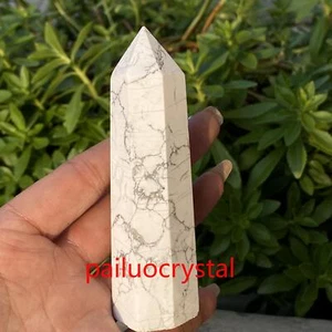 1pc Natural Howlite obelisk quartz crystal wand point Gem Reiki Healing 70g+ - Picture 1 of 12