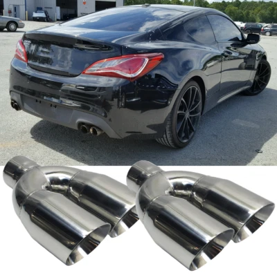 Punta de tubo de escape doble de 2,5 pulgadas de 3,5"" de longitud de 9,5"" para Hyundai Genesis 2 piezas  Foto 1 de 4