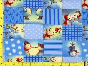 Happy Snowmen with Blue Christmas Patchwork By The Yard CWISNM09350 - Bild 1 von 1