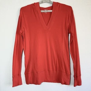 Old Navy Lightweight Pullover Hoodie XL Orange Cotton V Neck Long Sleeve Hooded - Picture 1 of 5