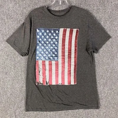 Camiseta Bien Usada Para Hombre Grande Bandera EE. UU. 100% Algodón Manga Corta Adultos L Foto 1 de 4