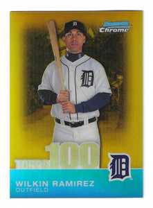 2010 Bowman Chrome Topps 100 Prospects Gold Refractors #TPC68 Wilkin Ramirez /50