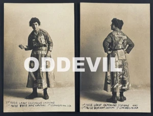 Unusual Pair (X2) Cheapest Costume postcard RPPC Saint Leonards UK Banner Girl - Picture 1 of 10