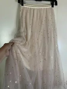 "Tutú de bailarina W 22"" L 32"" telas transparentes forradas marfil brillante linda falda de festival" - Imagen 1 de 6