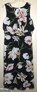 Maxi Vestido Floral Negro y Crema con Corbata Auto 10 Espalda Oculta Cremallera Sin Mangas Forrado - Imagen 1 de 10