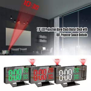 LED Alarm Wecker mit Projektion Digital Spiegel USB Alarmwecker Tischuhr Snooze - Bild 1 von 16