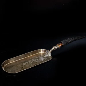 Antique James Dixon & Son Silver Plated Bone Handled Crumb Scoop Spoon - Picture 1 of 3
