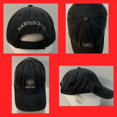 Ariat Charcoal Gray Adjustable Ball Cap Hat Embroidered Logo Preloved Harrisons - Image 1 of 4