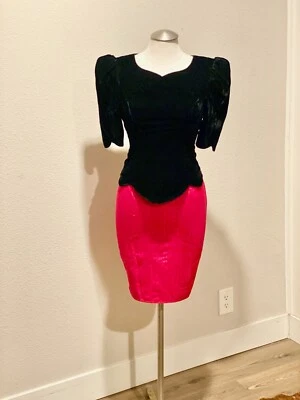 Vestido Jessica McClintock Gunne Sax Negro y Rosa Vintage Día de San Valentín - XS Foto 1 de 4