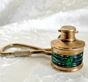Vintage Brass Keychain Railroad Lantern Nautical Metal Carabiner - Picture 1 of 7