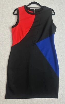 Vestido pequeño Carole vintage años 80 90 para mujer 14 sin mangas bloques de color rojo azul usado en excelente estado Foto 1 de 4