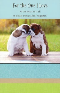 Bulldog Puppy HAPPY ANNIVERSARY Card FOR THE ONE I LOVE by American Greetings +✉ - Picture 1 of 5