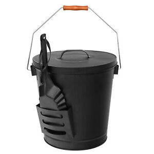 Black Ash Bucket with Lid and Shovel For Fireplaces Fire Pits Wood Burning Stove