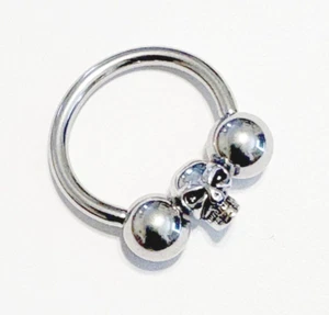 3/8" SKULL HORSESHOE 316L Surgical Steel 10g 5/8" for HAFADA/SCROTUM Piercing. - Picture 1 of 6