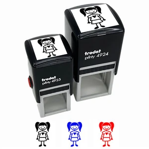 Stick Figure Girl Daughter Self-Inking Rubber Stamp Ink Stamper - Picture 1 of 8