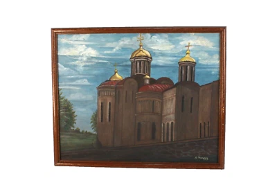 Pintura al óleo iglesia rusa firmada R Marcos Foto 1 de 4