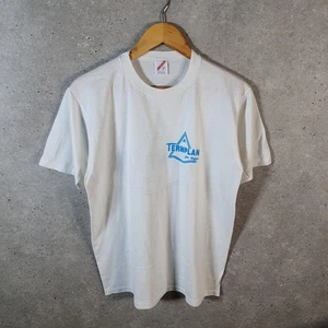Vintage Jerzees Termplan For Loans USA 90s Single Stitch T Shirt Men’s XL White - Picture 1 of 7