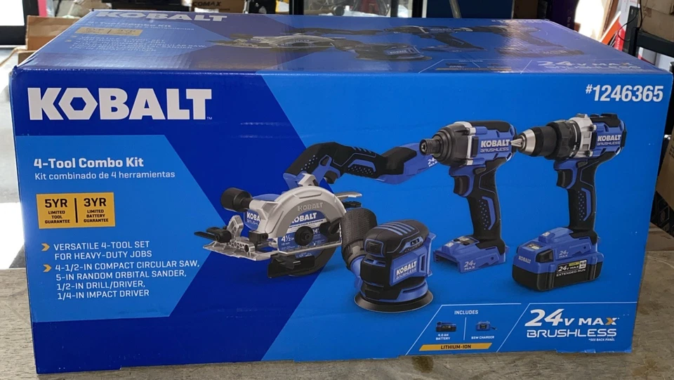 Kobalt 4 Tool Combo Kit 4-1/2" Compact Circular Saw Sander Drill Driver Impact - Image 1 of 4