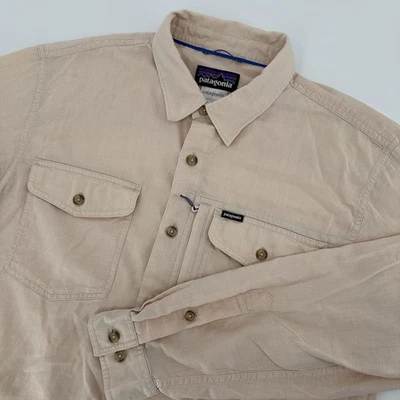 Camisa Patagonia Para Hombre Mediana Melocotón Algodón Orgánico Nylon Abotonada Manga Larga Foto 1 de 4