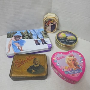 Lot Of 5 Vintage Tins Empty Victor Hugo Barbie  - Picture 1 of 7