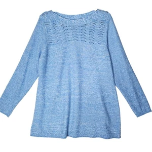 Suéter Croft & Barrow para Mujer XL Azul Jaspeado Tejido Encaje Yugo Túnica Encaje Crocet - Imagen 1 de 10