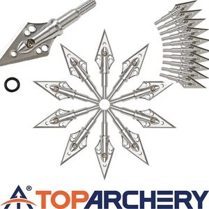 Tiro con arco 12 piezas 50 Grain Hunting Broadheads puntas de flecha para pernos de 7,5'' / 15'' - Imagen 1 de 13