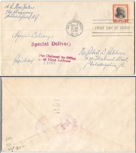 US #834 FDC, $5.00 Prexy, 1938 - Picture 1 of 1