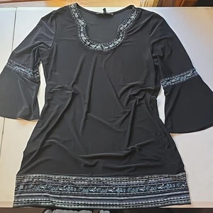 White House Black Market Large Black Dress Embroidered Studded - Picture 1 of 10